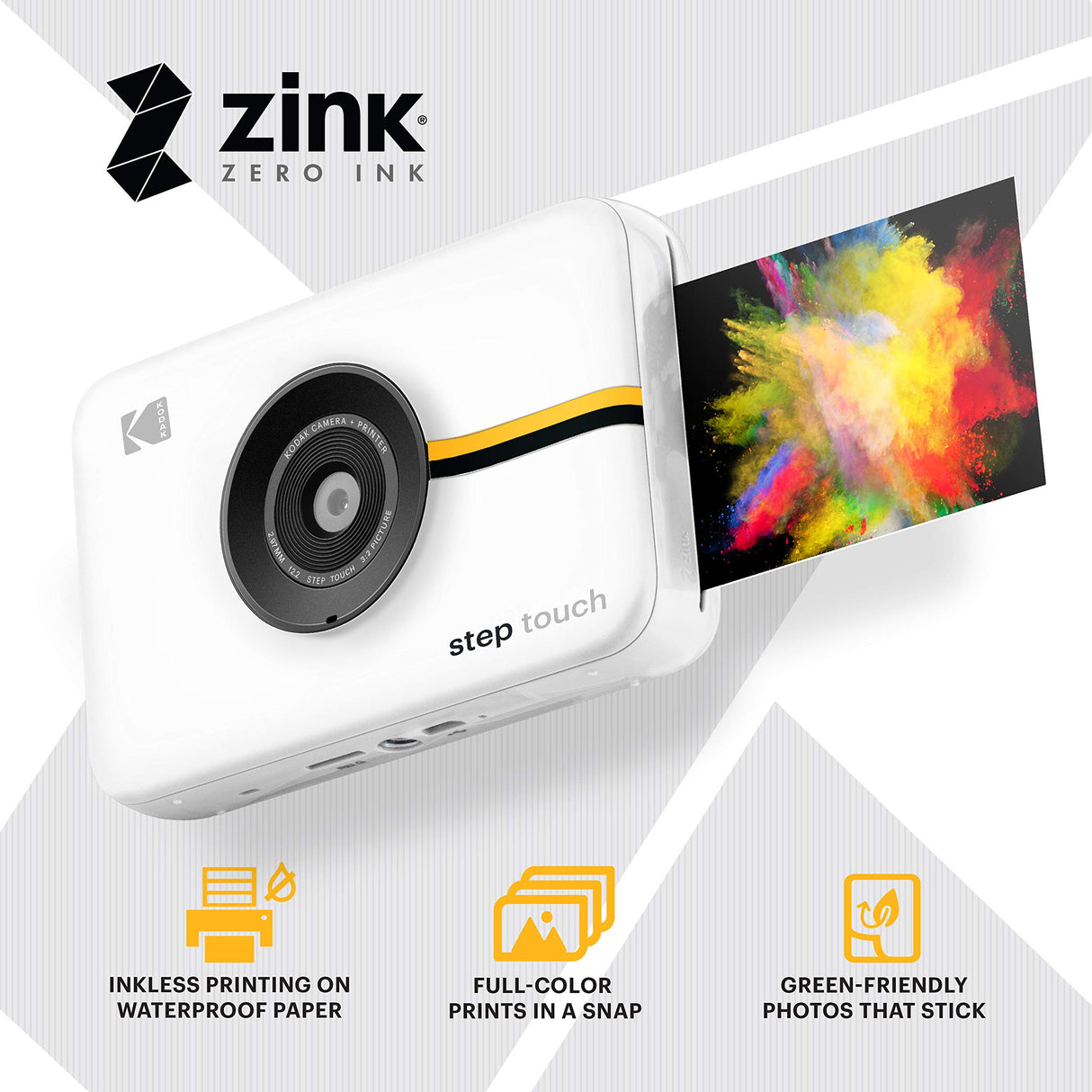 KODAK Step Touch - Cámara Digital de 13 MP e Impresora instantánea con Pantalla de 3.5" (vídeo de Alta definición), Color Blanco