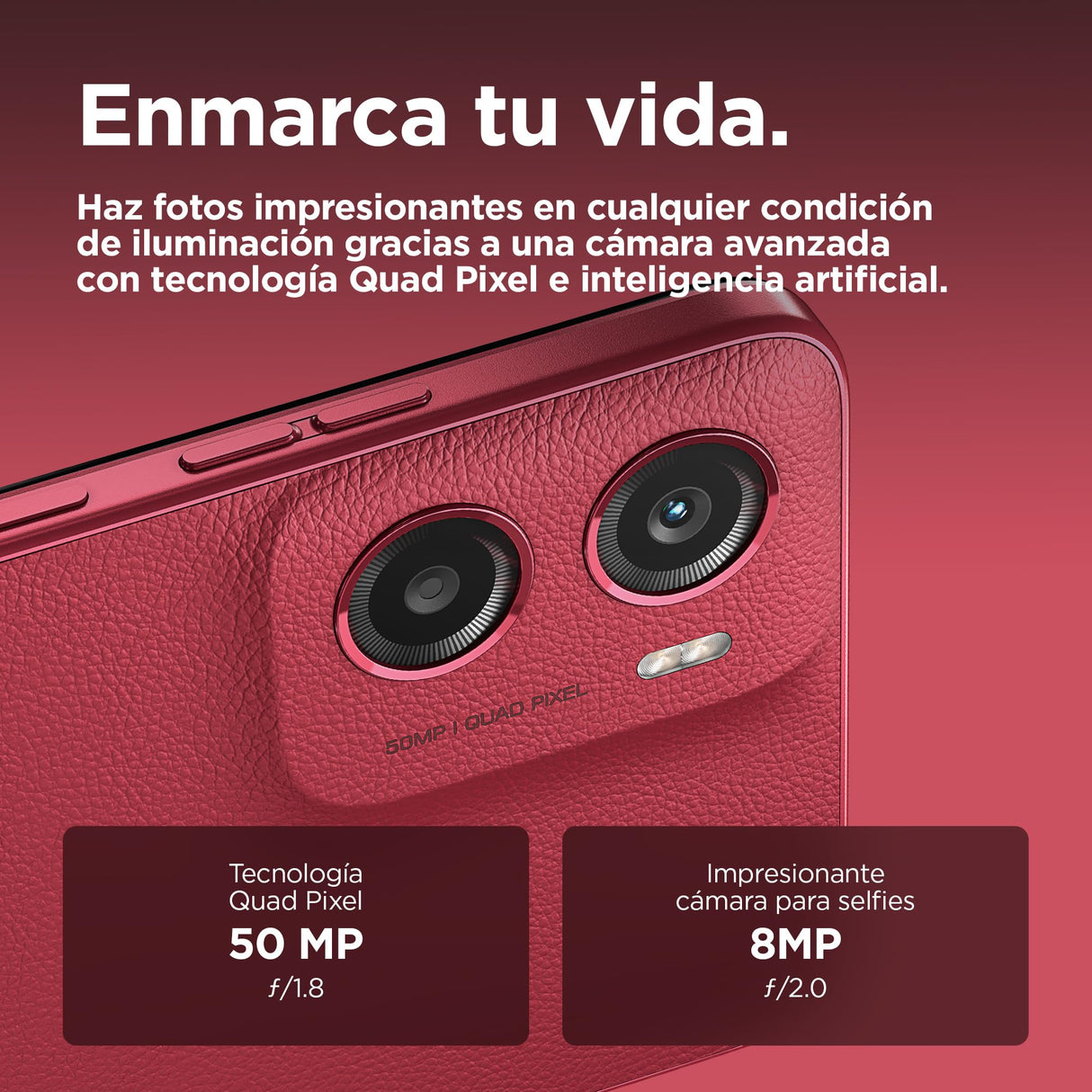 Moto g05 12GB (4G+8GB RAM Boost)/256GB Rojo, España, Pantalla superbrillante de 6.67", Sistema de cámaras de 50 MP, Modo Retrato con IA, Textura Soft Luxe, Corning Gorilla Glass 3, batería 5200 mAh,