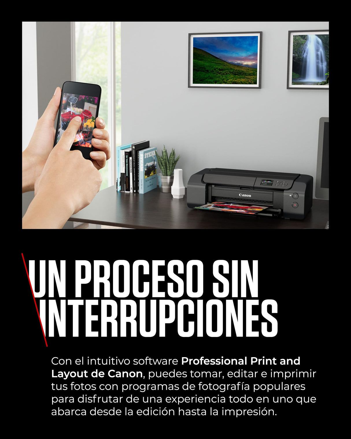 Canon Pixma PRO-200S Impresora Fotográfica Profesional, Sistema de Inyección de Tinta, A3+, WiFi, 8 Cartuchos de Tinta, Impresión Sin Bordes, Impresión de Alta Velocidad, Negro
