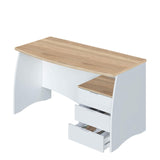 Habitdesign Mesa de Despacho con 3 Cajones, Mesa de Oficina o Estudio, Modelo Stil, Acabado en Balnco Artik y Roble Canadian, Medidas: 136 cm (Ancho) x 67 cm (Fondo) x 74 cm (Alto)