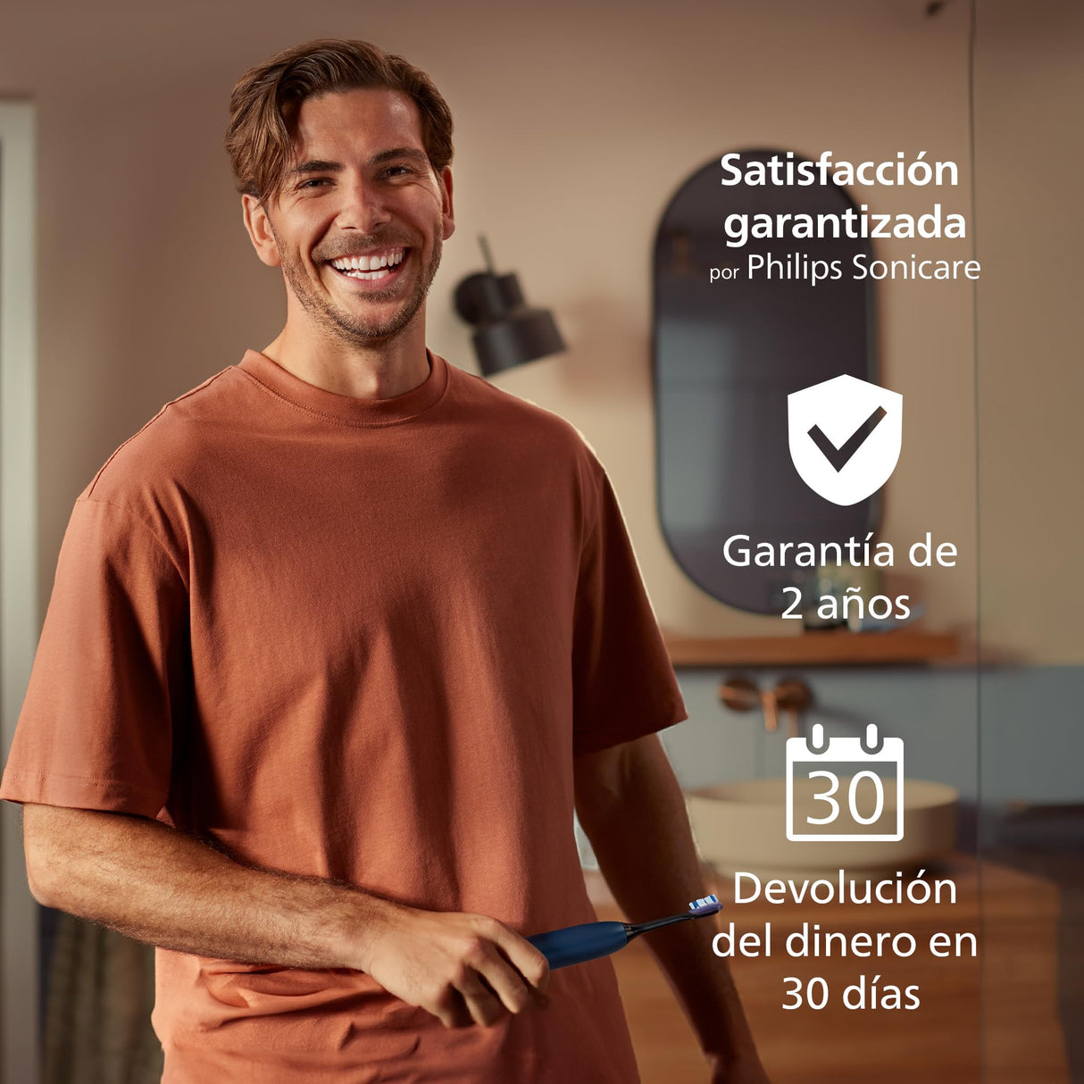 Philips Sonicare 7100 cepillo dental eléctrico, sónico con 4 modos de cepillado y 3 niveles de intensidad, EasyStart, blanco y azul marino, paquete de 2, HX7429/01 [Nueva Tecnología]