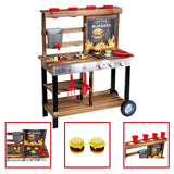 Theo Klein 2368 Beach Picnic, BBQ Country cocinita de Verano, Cocina de Madera con Parrilla y Plantas, con Accesorios, Juguete para niños Desde 3 años