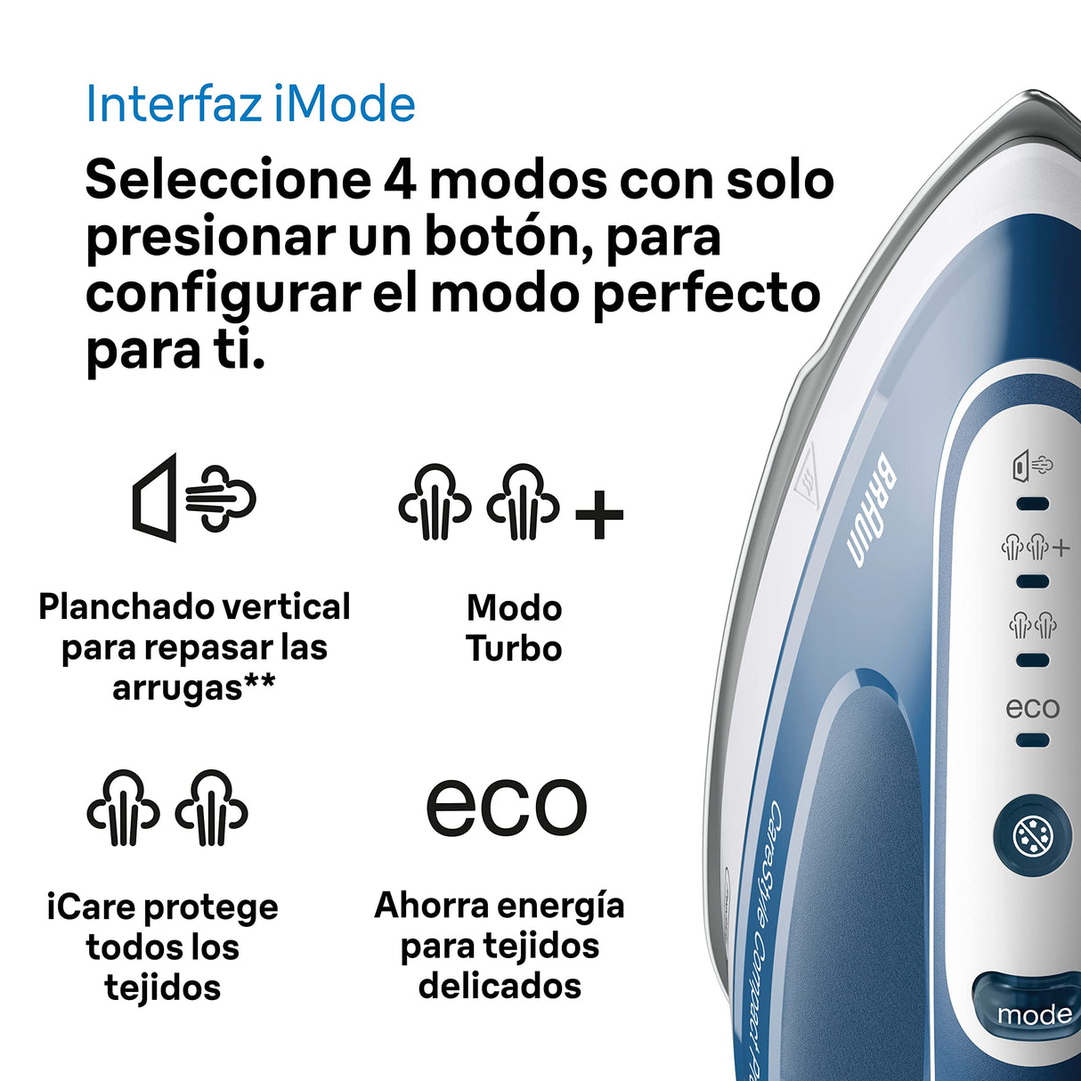 Braun CareStyle Compact Pro Plancha Generadora de Vapor, FreeGlide 3D, Modo iCareMode, Modo Eco y Turbo, Vaporización Vertival, Antigoteo, Depósito de Agua 1,5L, 6 bar/400g/min, 2400W, IS2565 Azul