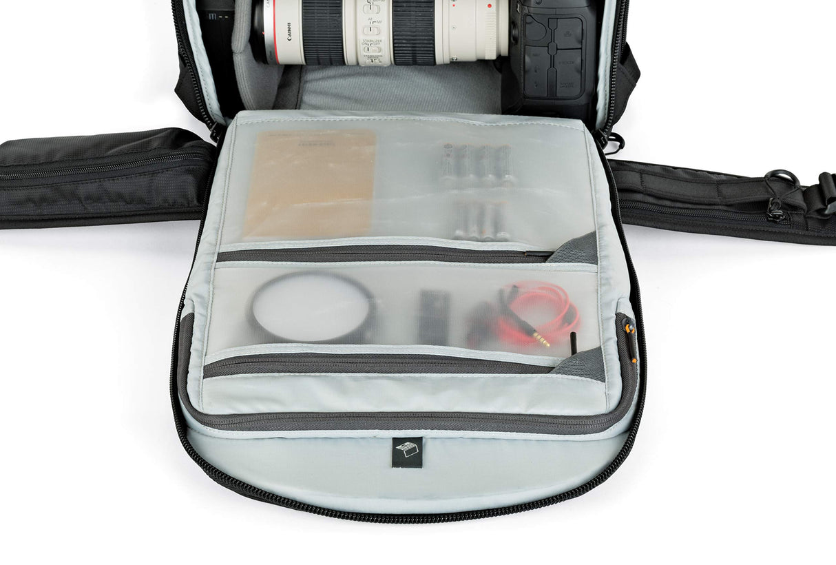 Lowepro Element MII Camera, Trípode de viaje de aluminio con cabezal de bola para cámaras compactas, CSC, DSLR y mochila ProTactic 450AW II para cámaras profesionales, drones, creadores de contenido