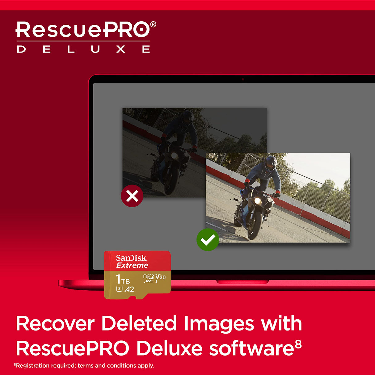 SanDisk Extreme Tarjeta Micro SDXC 1 TB + adaptador SD, (Para teléfonos inteligentes, cámaras de acción, drones) V30, hasta 190 MB/, RescuePRO Deluxe, A2 C10 U3 UHS-I,
