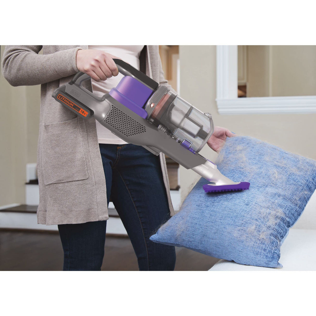 Black+Decker BDPSE1815P Aspirador de Escoba sin Cable Power Series Extreme 18V con Batería Litio 1.5Ah Especial Mascotas