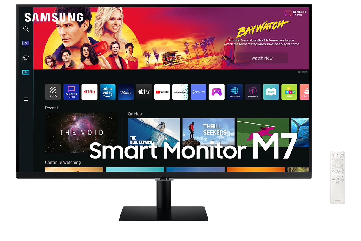 Samsung M7 Smart Monitor S43BM700UP, 43 Pulgadas, Panel VA, Pantalla con Altavoces, resolución 4K UHD, frecuencia de actualización 60Hz, diseño de 3 Caras, Casi sin Marco, Smart TV Apps con Mando a