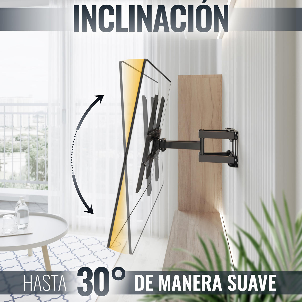 RICOO Soporte TV Pared 32-55" Pulgadas (81-140cm) S5244 Brazo articulado Giratorio Inclinable Colgador televisión Universal VESA 200x200-400x400 Negro