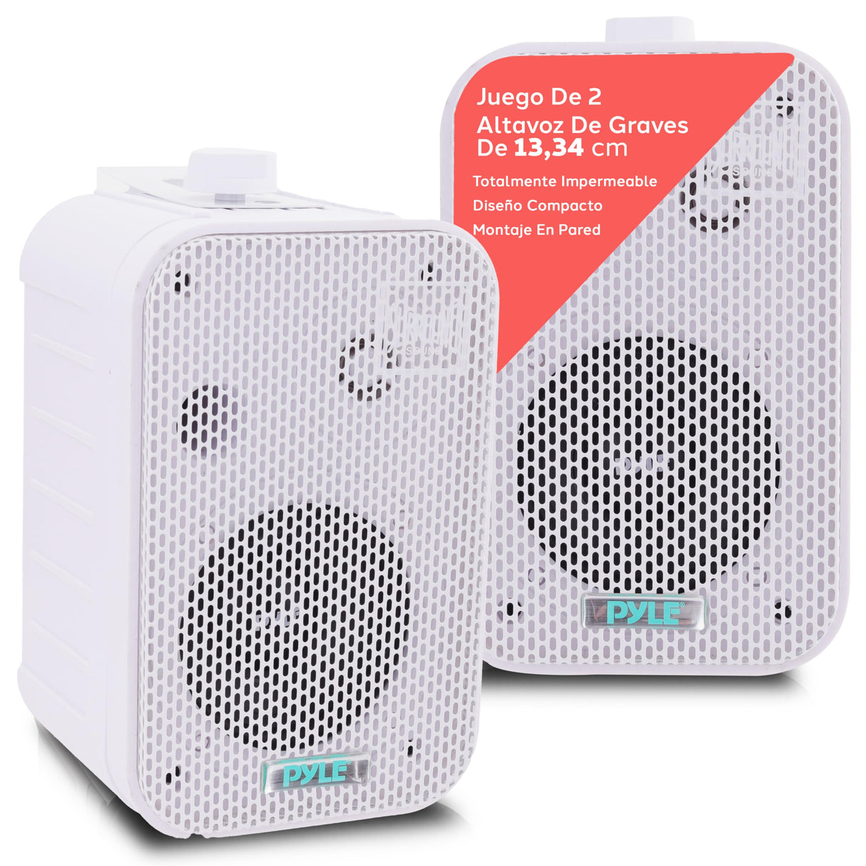 Pyle Altavoces, Duales, Resistentes al Agua y a la Intemperie, Montaje en Pared o Techo, 5.25”, Ideal para Uso en Piscinas, Patios, Terrazas, Espacios Interiores