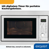 Exquisit® Microondas Combi de Encastre con Marco, 25L, 900W, Grill 1100W, 10 Niveles de Potencia en Función Convección, Acabado Acero Inox, Display Digital, Plato 31,5Cm, Medidas 38,2x59,5x1,9 Cm.