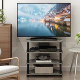 Furinno Econ Pequeño Soporte de TV de 4 Niveles Fácil de Montar, Roble Francés/Negro