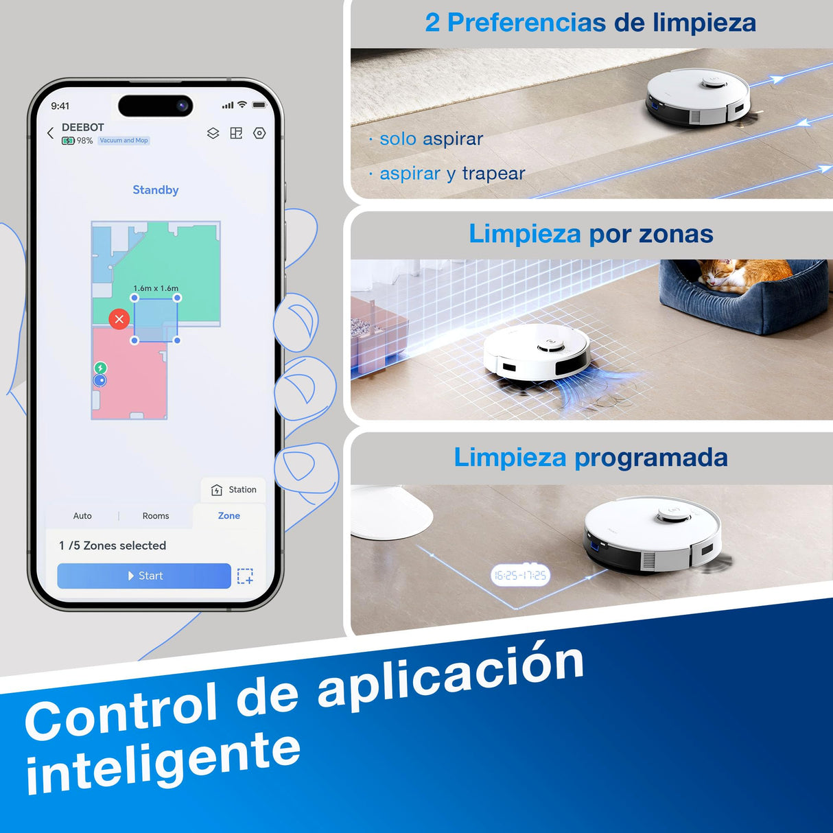 ECOVACS DEEBOT N20 Plus Robot Aspirador y fregasuelos, Potencia de succión de 8000 Pa, estación Dustbagless PureCyclone, Anti-enredos de Pelo, Tiempo de Funcionamiento de hasta 300 Minutos