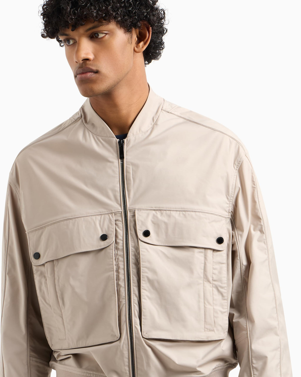Armani Exchange Blue Edition, Logo Patch Chaqueta, Tanga, XL Hombres