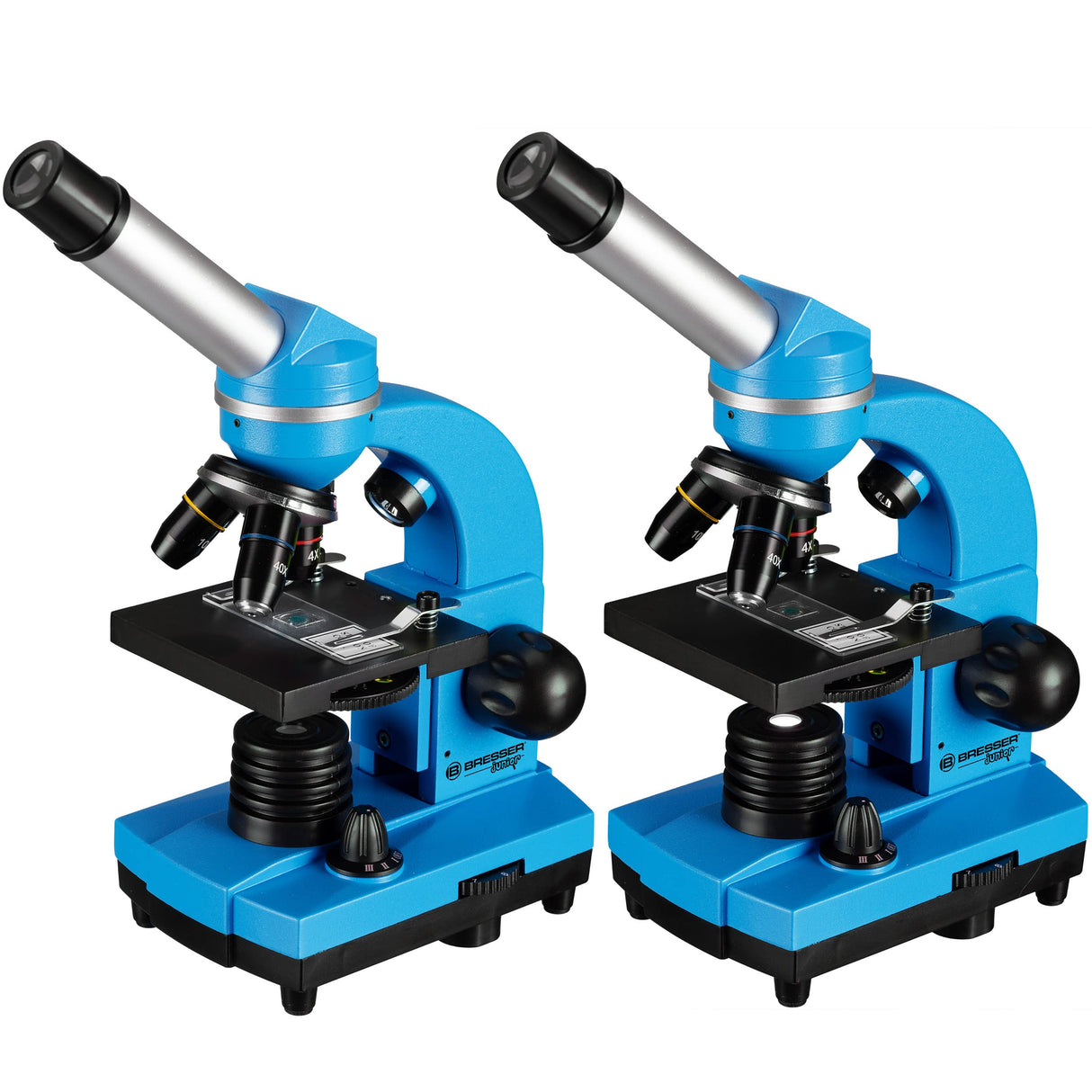 Bresser Microscopio para Estudiantes Biolux Sel con Soporte para Smartphone, Ricos Accesorios y Sistema de Zoom Barlow para niños, Principiantes y Adultos, Color Azul