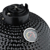 Relaxdays Barbacoa de Carbón Kamado, 26 cm Ø, Parrilla Cerámica con Termómetro hasta 450°C, BBQ, Asar y Cocinar, Negro, Acero Inoxidable, Hierro