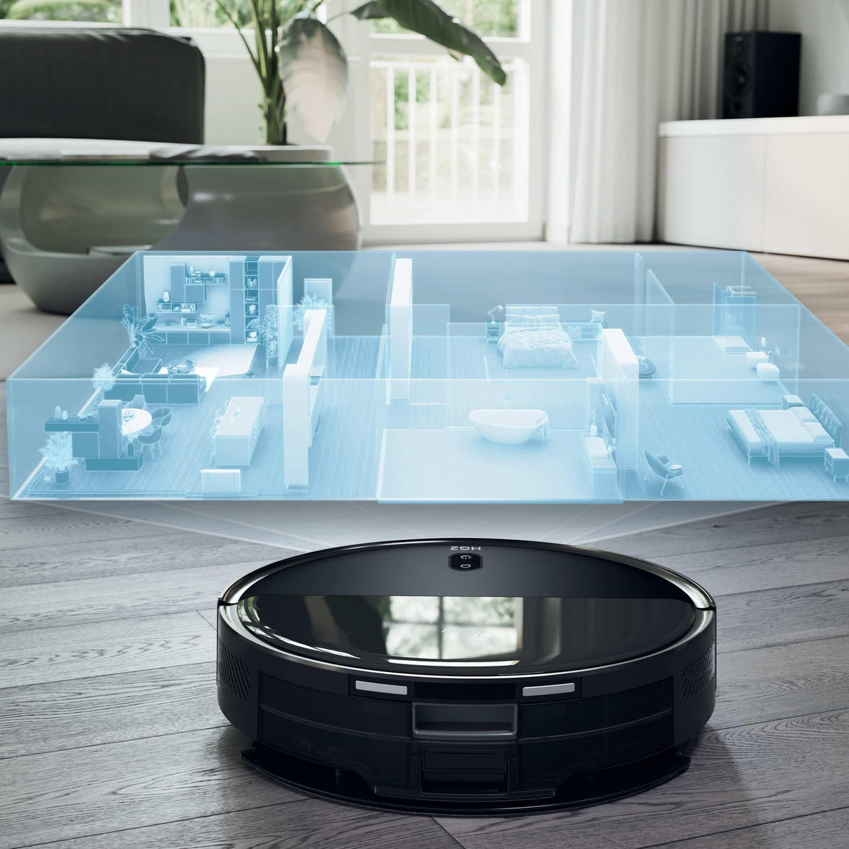 Hoover HG2 Hydro Robot Aspirador y Friegasuelos, Ultrafino – 5000Pa de Succión, Navegación Láser, Limpieza Bajo Muebles, 160 Minutos de Autonomía, App HG Robots [HG2Z30H]