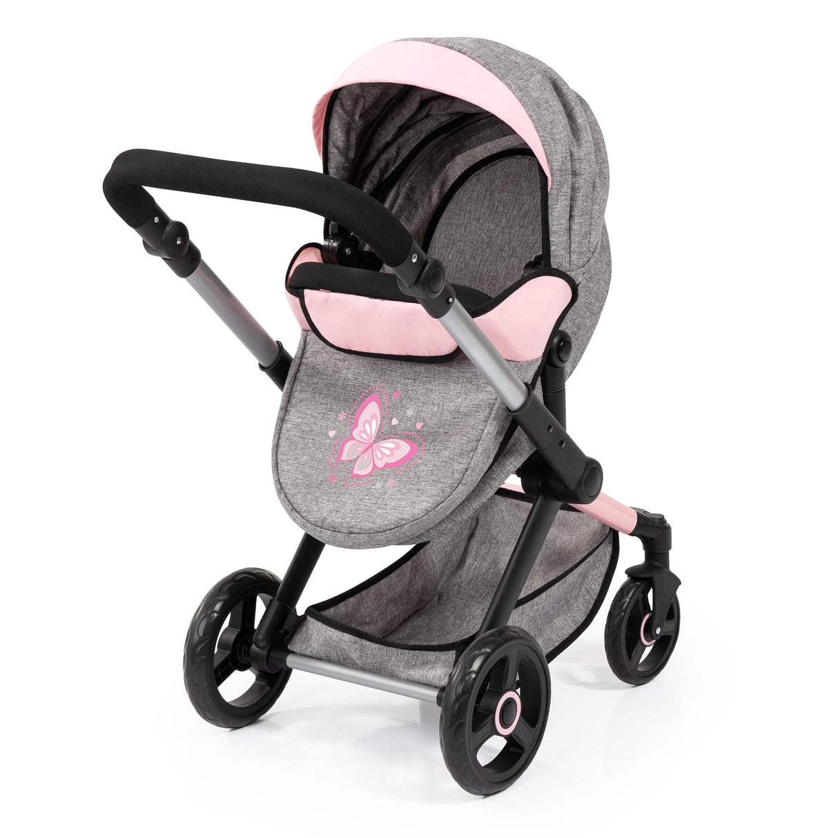 Bayer Design 17033AD Cochecito de muñeca XEO, Convertible, Regulable en Altura, Cuna de Viaje, Bolsa, Saco de Dormir, Accesorios