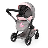 Bayer Design 17033AD Cochecito de muñeca XEO, Convertible, Regulable en Altura, Cuna de Viaje, Bolsa, Saco de Dormir, Accesorios