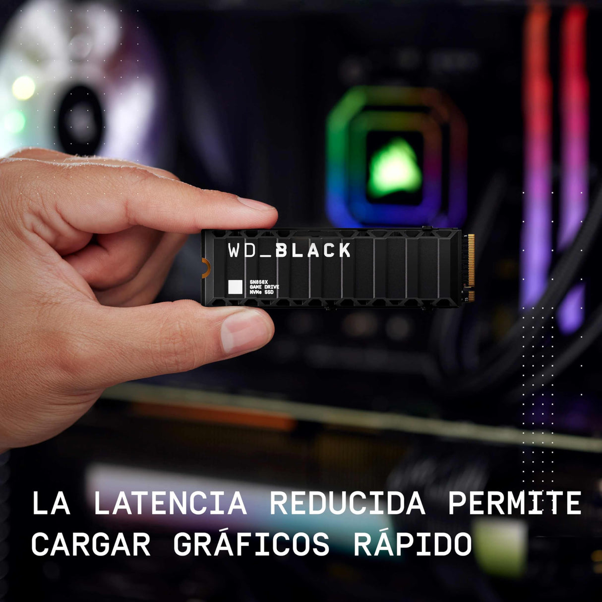WD_BLACK SN850X NVMe SSD 8 TB M.2 2280 NVMe SSD con disipador de calor, Velocidades de lectura hasta 7200 MB/s, escritura 6600 MB/s, SSD para Juegos internos, PCIe Gen4, SSD de alto rendimento, Negro
