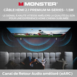 Monster Cable HDMI M3000 de 1,5 m, cable HDMI 2.1, cable HDMI 8K, cable HDMI de ultra alta velocidad 48 Gbps, 8 K a 60 Hz, 4K a 120 Hz, HDR, eArc, conectores dorados, cable de TV compatible con