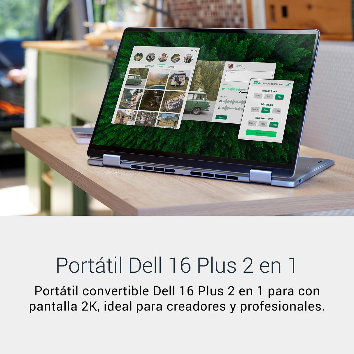 DELL 16 Plus 2 en 1 Portátil Convertible DB06250 16" 2K Táctil, Intel Core Ultra 7 Series 2, Intel ARC, 16 GB RAM, 512 GB SSD, Win 11 Home,Teclado retroiluminado QWERTY Español – Ice Blue