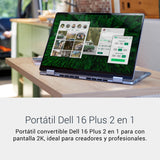 DELL 16 Plus 2 en 1 Portátil Convertible DB06250 16" 2K Táctil, Intel Core Ultra 7 Series 2, Intel ARC, 16 GB RAM, 512 GB SSD, Win 11 Home,Teclado retroiluminado QWERTY Español – Ice Blue