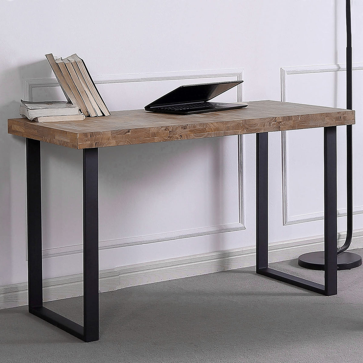 Adec Group Natural, Mesa de Estudio, Escritorio o Despacho, Mesa de Oficina, Color Roble Boreal y Negro, Medidas: 120 cm (Largo) x 60 cm (Ancho) x 73 cm (Alto)