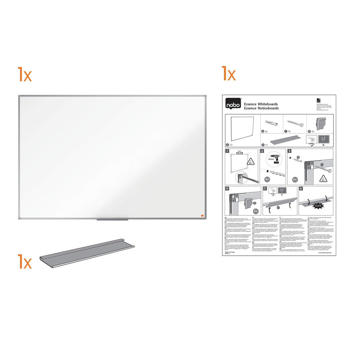 Nobo 1905239 - Pizarra Blanca Móvil Basic de Melamina 1200x900 mm, Superficie para Uso Ligero, Estructura de Aluminio, Giro Horizontal, Bandeja para Rotuladores, Ruedas con Freno, Blanca