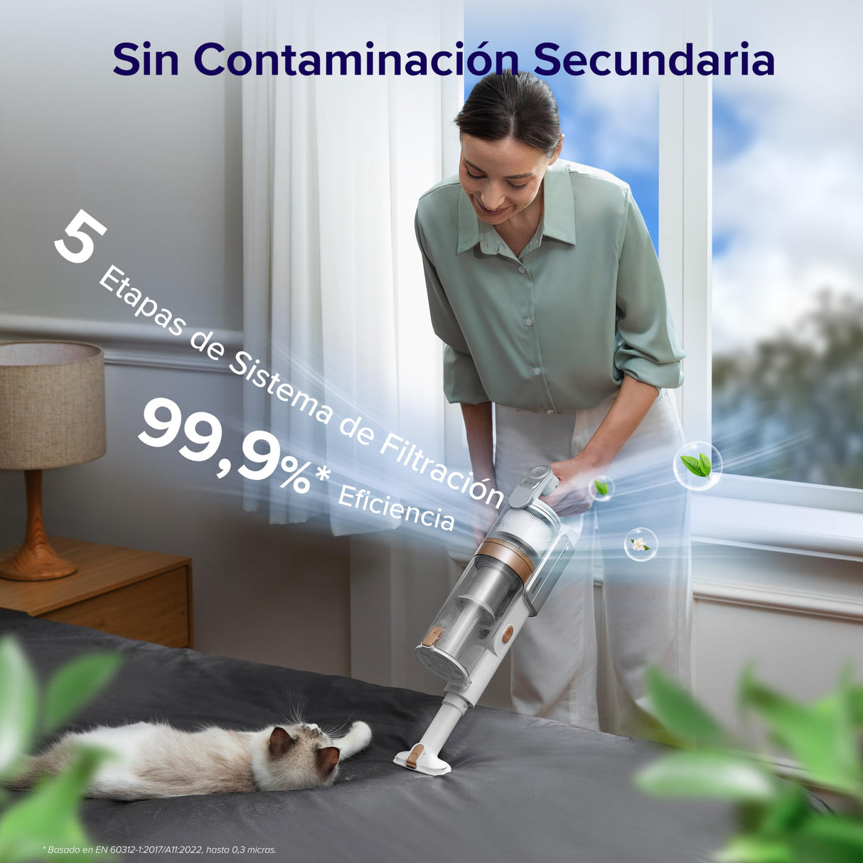 LEVOIT Aspiradora sin Cable, 4 en 1 Aspirador Escoba con Tecnología Antienredos, 3 Modos y hasta 50Min, 99,9% de Filtración, Ligero y Luz LED, Potente para Pelo de Mascotas, Polvo, Suelos Duros