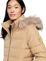 Tommy Hilfiger Abrigo de Plumas Mujer Heritage Down Tyra Coat With Fur con Bolsillos, Verde (Classic Khaki), L