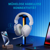 Rapoo Auriculares inalámbricos VH800 para Videojuegos, micrófono Flexible con Silencio, Almohadillas de Piel sintética, batería de 46 h, Auriculares Bluetooth y PC de 2,4 GHz, Mac, Xbox One, PS4,