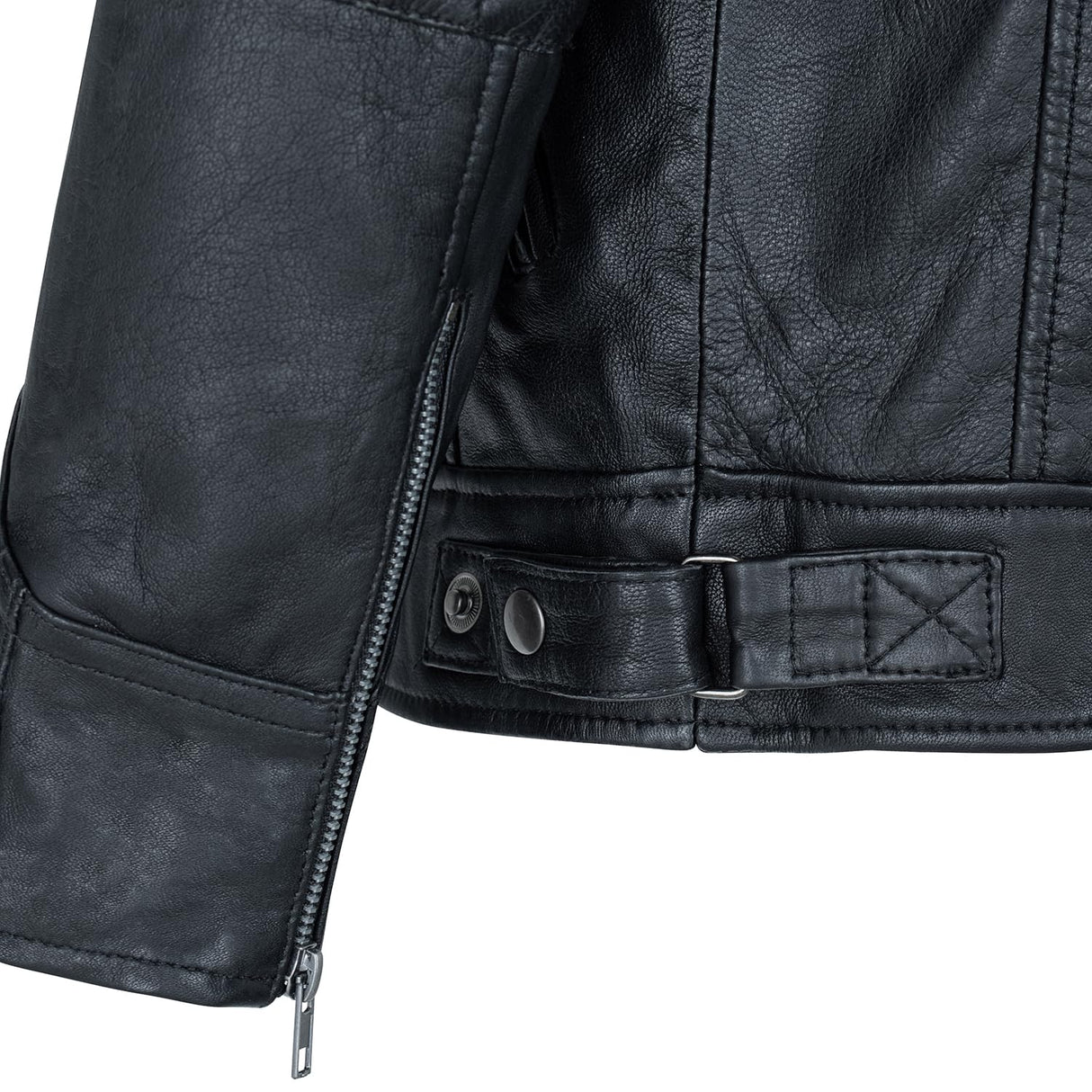 URBAN 5884 Chaqueta de cuero para hombre, SKIMO, Piel de Oveja Genuina, Cazadora Piel Hombre Estilo Motero, 8 bolsillos, Hecha a Mano, Suave y Duradera, Negro, L