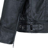URBAN 5884 Chaqueta de cuero para hombre, SKIMO, Piel de Oveja Genuina, Cazadora Piel Hombre Estilo Motero, 8 bolsillos, Hecha a Mano, Suave y Duradera, Negro, L
