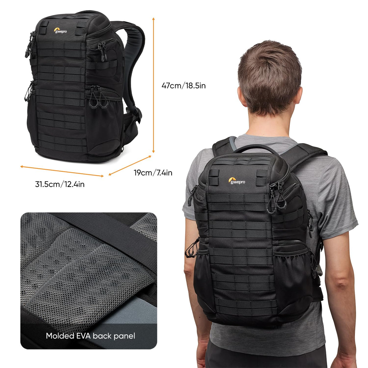 Lowepro ProTactic BP 350 AW III versión Actual, Mochila para Cámara, Acceso 4 Puntos, Bolsa Profesional Cámara, DSLR/Dron/Sin Espejo, Portátil hasta 14", Protector Lluvia, Videógrafo, Volumen 17L