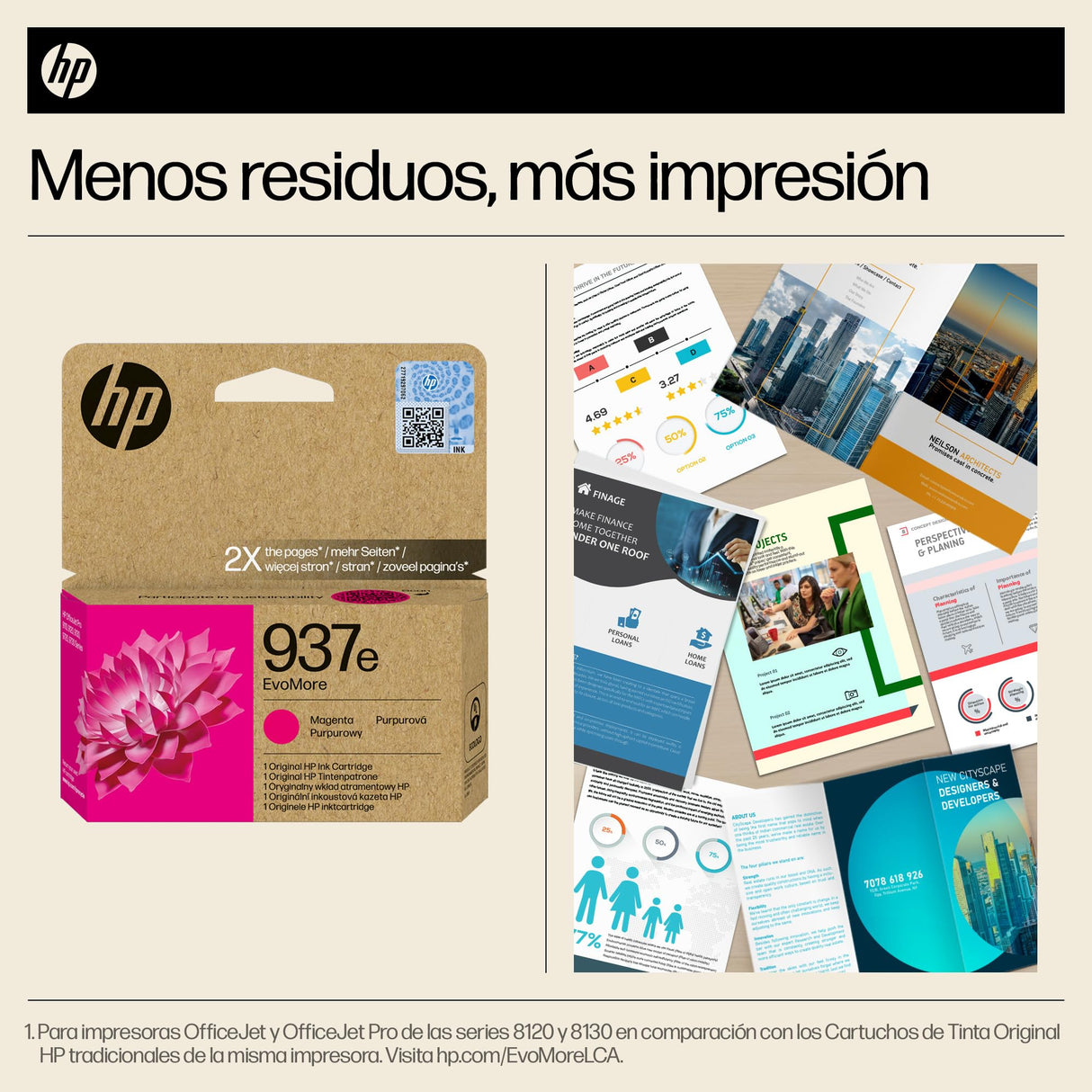 HP 937e EvoMore Magenta 4S6W7NE, Cartucho de Tinta Original Compatible con Impresoras OfficeJet 9110, 9120, 9130, 9720 e 9730
