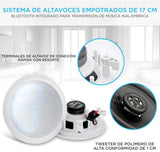 Pyle Altavoces empotrables, Bluetooth, Pared, Techo, 6.5”, 150W, Dos vias, Estereo, Estereo, Rejilla Redonda/Cuadrada Intercambiables