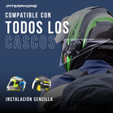 Interphone Sport HD Intercomunicador Casco Moto Individual, para hasta 4 usuarios a 1 km de Distancia, intercomunicador con Bluetooth para GPS y Llamadas, Accesorios Moto con 15 h de autonomía, IP67