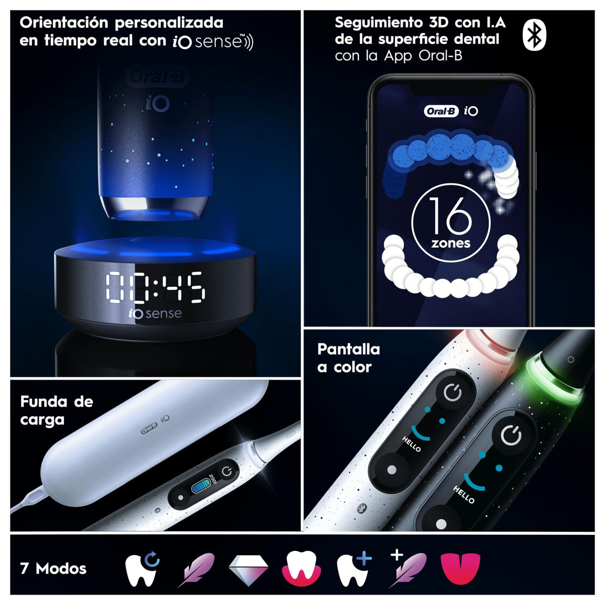 Oral-B iO 10 Cepillo de Dientes Eléctrico con Mango Recargable, 3 Cabezales de Recambio y Estuche de Viaje con Cargador, Diseñado por Braun, Regalos Originales para Mujer y Hombre - Negro