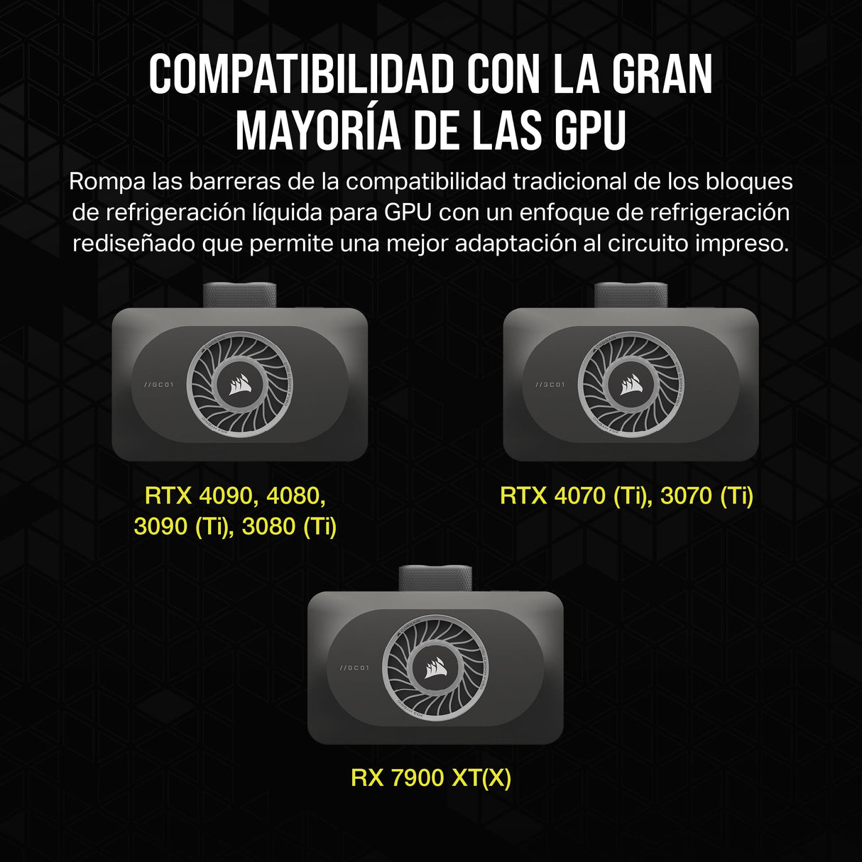 CORSAIR iCUE Link XG3 RGB Hybrid Bloque de Refrigeración Liquida para GPU - Refrigeración Personalizada Híbrida - Se Adapta a 4070, 4070 Ti - Negro