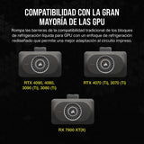 CORSAIR iCUE Link XG3 RGB Hybrid Bloque de Refrigeración Liquida para GPU - Refrigeración Personalizada Híbrida - Se Adapta a 4070, 4070 Ti - Negro