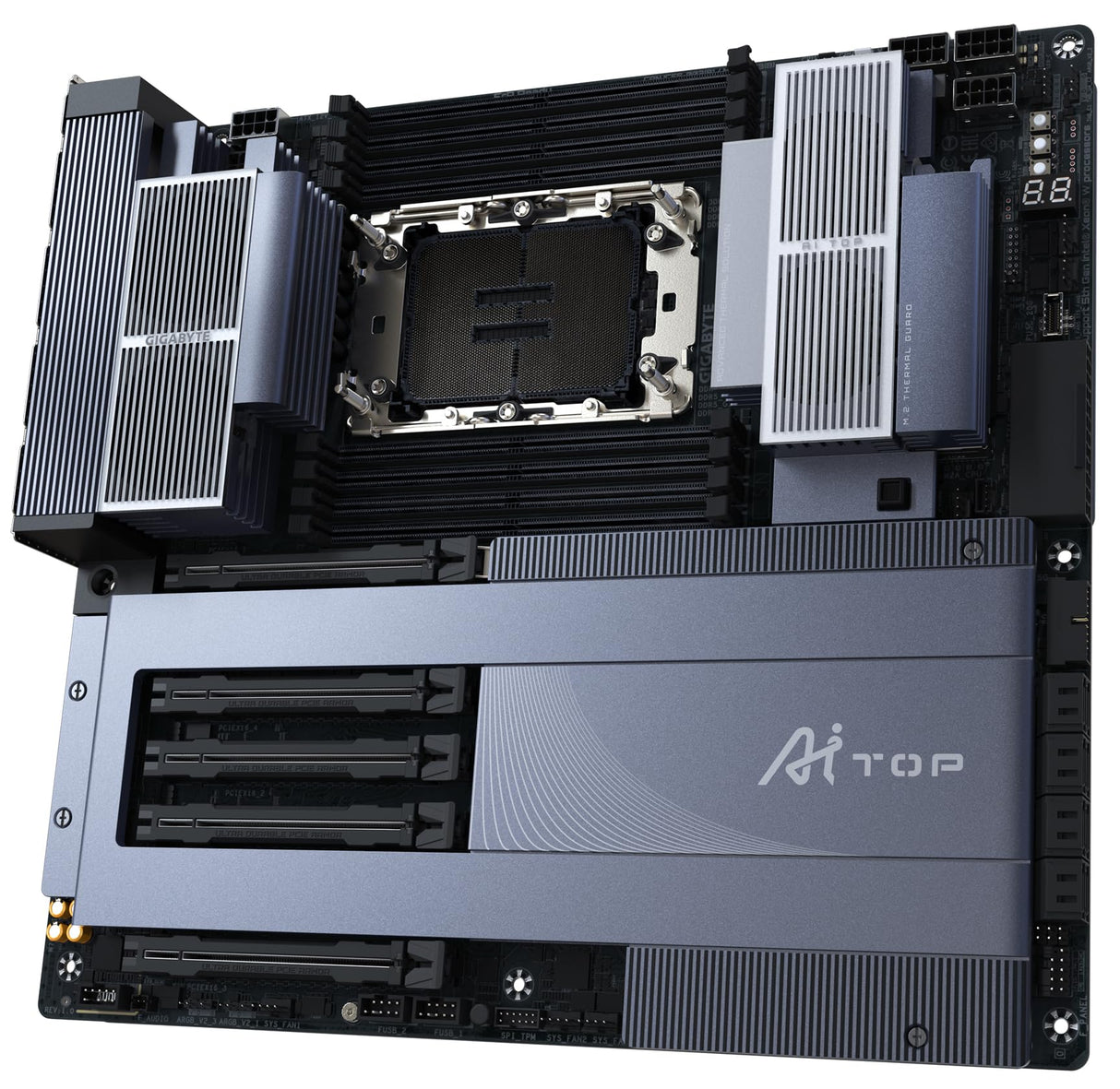GIGABYTE W790 AI Top Placa Base - CPUs Intel Xeon, VRM de 16+2+2 Fases, hasta 5600 MHz DDR5 (OC), 4xPCIe 5.0 + 2xPCIe 4.0 M.2, Wi-Fi 7, LAN 10 GbE, Thunderbolt 4