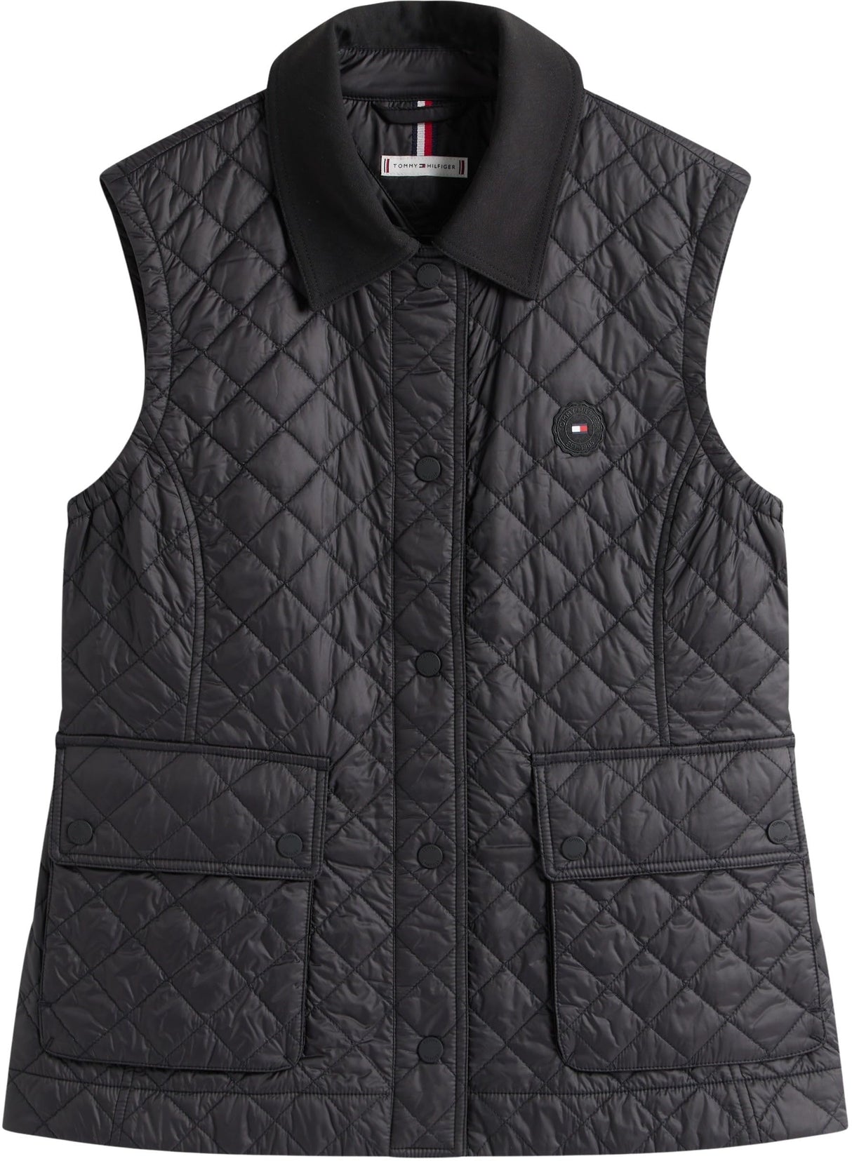Tommy Hilfiger Chaleco Mujer Padded Nylon Slim Quilted Acolchado, Negro (Black), XL
