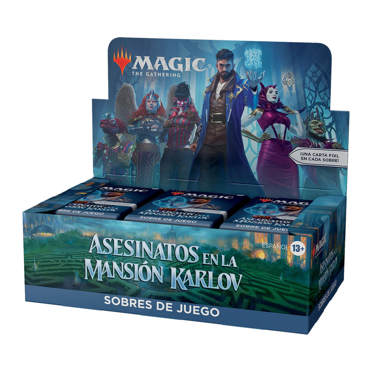 Caja de sobres de juego de Asesinatos en la mansión Karlov, de Magic: The Gathering - 36 sobres, 504 cartas de Magic, Versión en Español