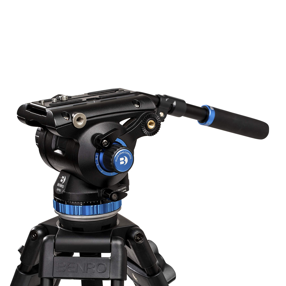 Benro S8 Pro Cabezal de Video líquido de Base Plana, 8 kg máx. de contrapeso de 8 Pasos (0-7), 3/8"-16 Soportes de Accesorios, 3/8"-16 Montaje de Cabeza, con Brazo Plano (S8PRO)