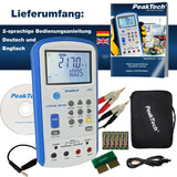 PeakTech 2170 - Medidor LCR, Dispositivo de Medición Esr con Usb, Incluido Software, Frecuencia 1/120 Hz, 1/10/100 Khz, Digital, Medición de Corriente, Pantalla LCD Iluminada, Gráfico de Barras