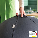 Leitz Balón de Asiento Ergo Active Antideslizante, Diseñado Ergonómicamente como Alternativa a la Silla de Escritorio, 75 cm de Diámetro, Incluye Funda de Tela, Bomba Aire Manual, 2 Tapones, 65430089
