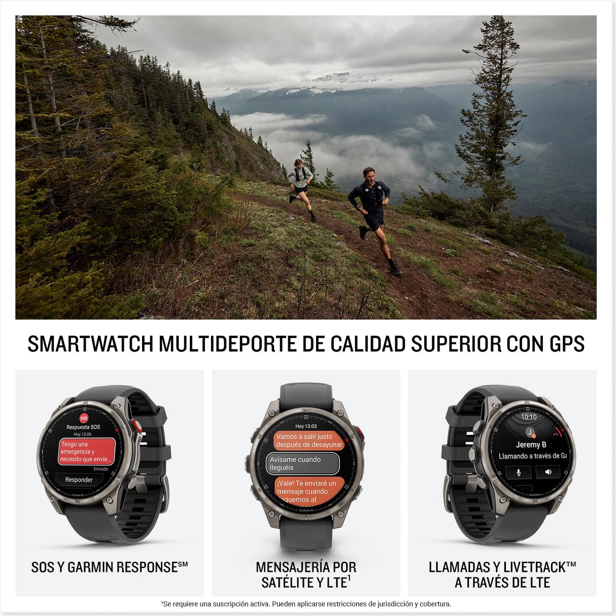 Garmin fēnix 8 Pro Zafiro, 47mm, Smartwatch Premium GPS Multideporte, Conectividad Satelital y LTE, Pantalla táctil AMOLED, Altavoz y micrófono Integrados, Mapas y hasta 15 días de autonomía, Grafito