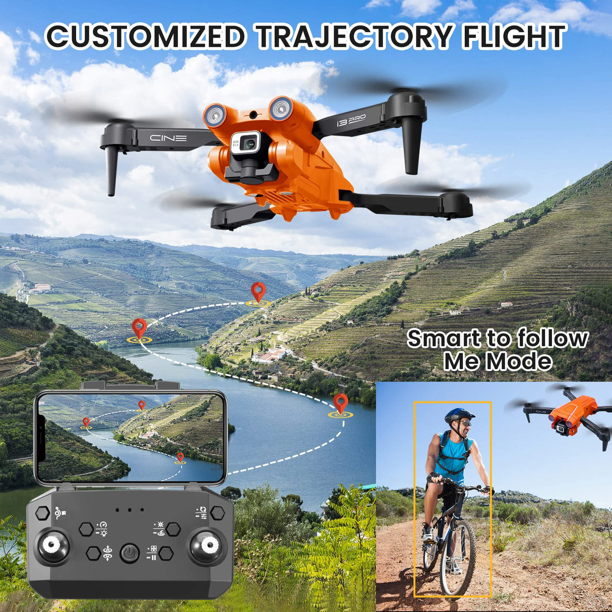 Mingfuxin Drone plegable con cámara para principiantes, drone RC Quadcopter con aplicación WIFI FPV vídeo en vivo, retención de altitud, modo sin cabeza, despegue de una tecla para adultos y niños