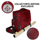 ENHANCE DND Bag - Bolsa de Accesorios RPG Dungeons and Dragons con Almacenamiento de minis, Soporte para Alfombrillas, Bolsillos para Dados, se Adapta a 4-8 Libros, Rojo dragón, Personalizable