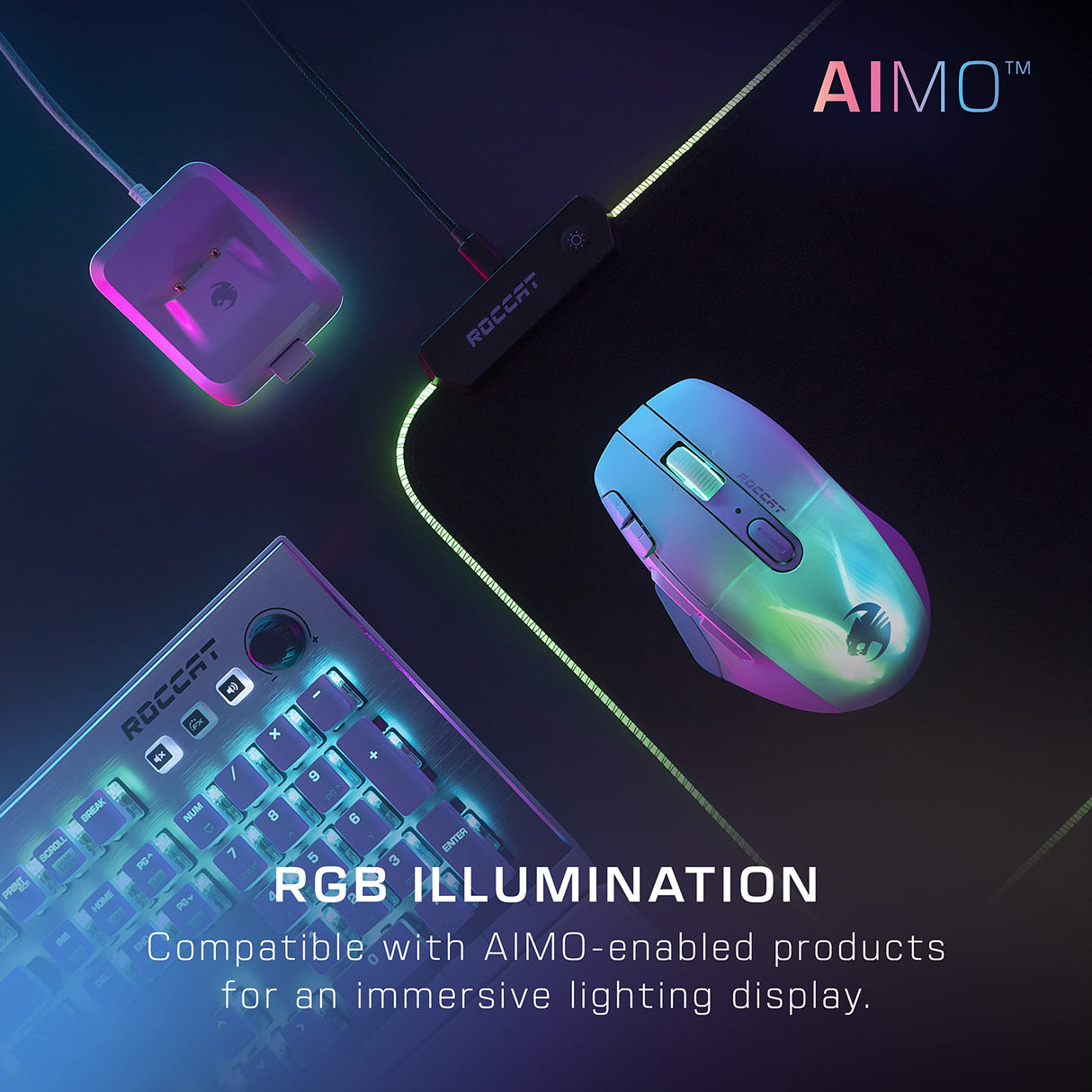Turtle Beach Kone XP Air - mouse de juego RGB ergonómico inalámbrico personalizable, sensor óptico de 19,000 ppp, batería de 100 horas de duración y base de carga - Blanco